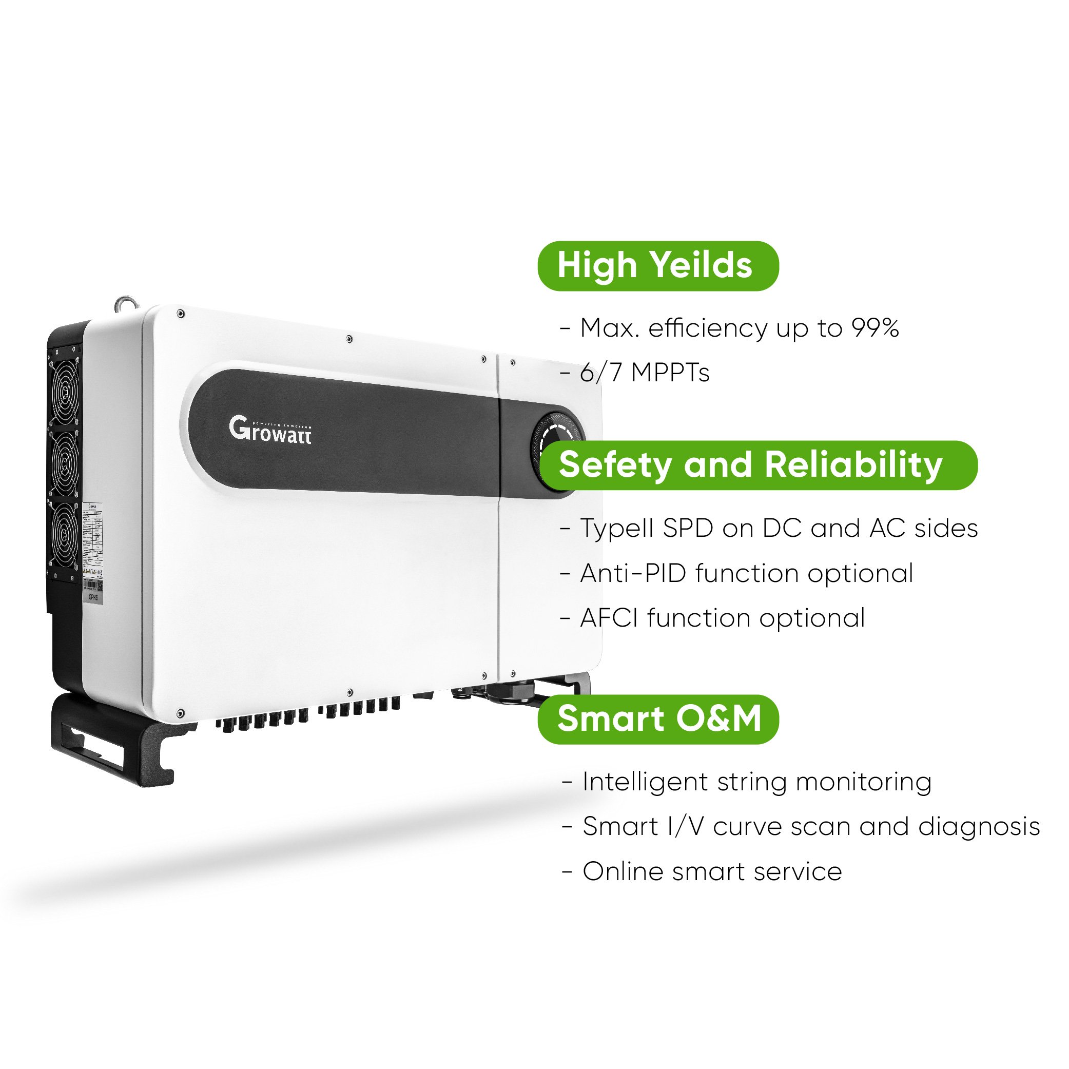 Growatt MAX 50-125KTL3-X LV 3 phase 10MPP 50kw 80kw 100kw 120kw 125kw Growatt On-Grid Solar Inverters