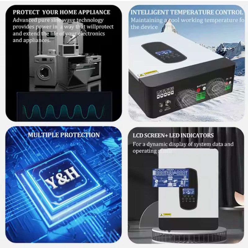 Hybrid solar inverter 3.6kw 6.2kw On Grid Off-Grid solar inverters with Mppt solar charge controller home