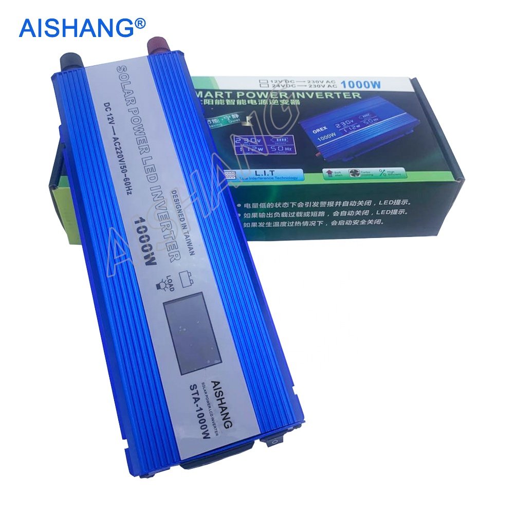 AISHANG12v Inverter to 220v Solar Inverter 1000W LCD Digital Display Modified Sine Wave Inverters