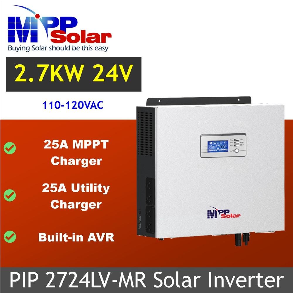 PIP2724LV-MR 3kva 2700w 24v 110v MPP Solar inverter AVR 25A MPPT charger 25A battery charger 750w pv input pure sine wave