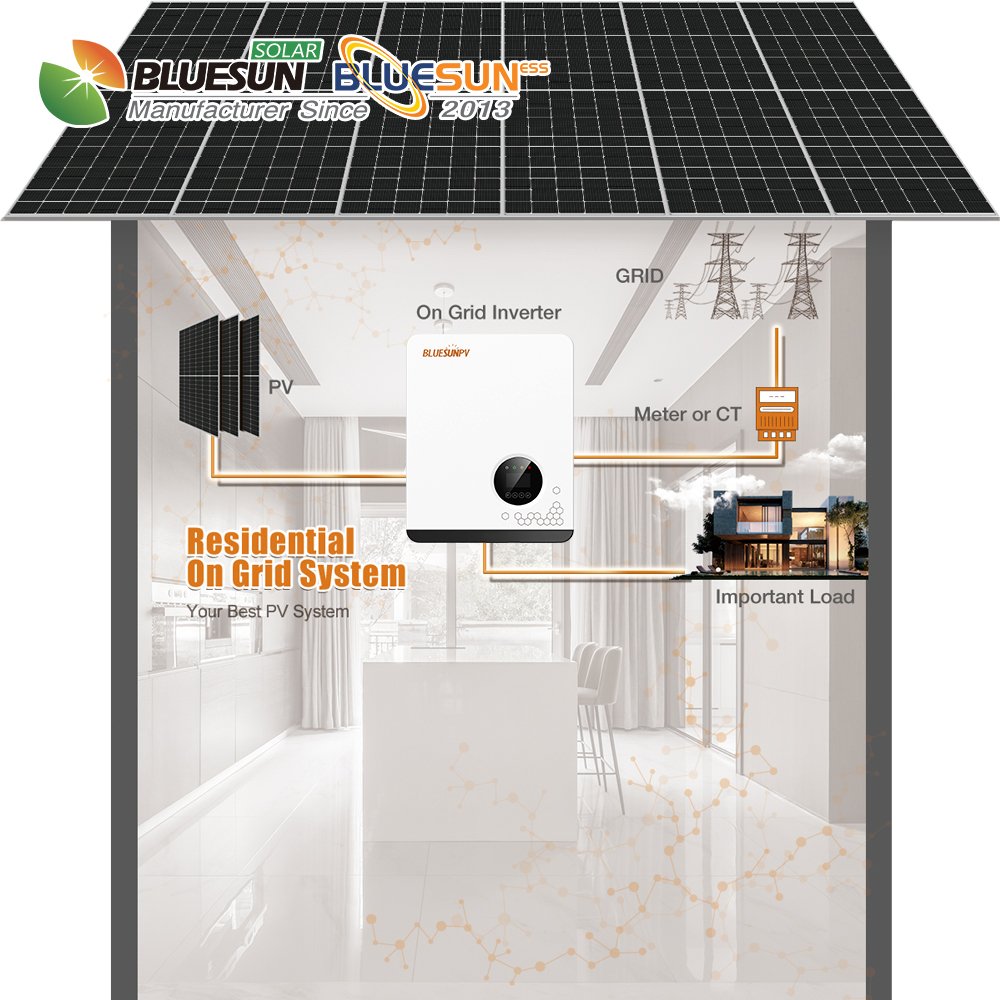 Bluesun Hot sale 1kw 3kw 5kw solar inverter 10kw on grid off grid hybrid mppt solar inverter wifi single phase dc ac inverter