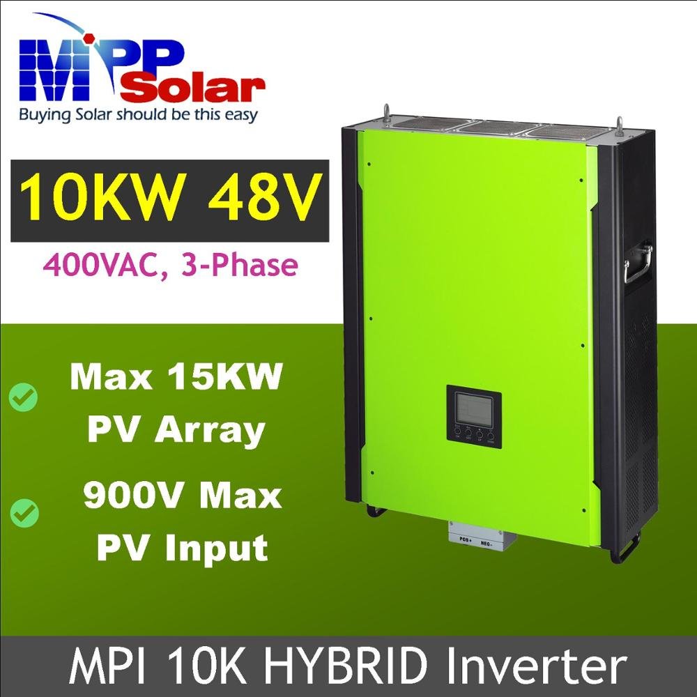 MPI 10kw 3 phase 400v 48v Hybrid MPP Solar inverter Grid tied VDE4105 MPPT solar charger High PV input 900V 14.85kw