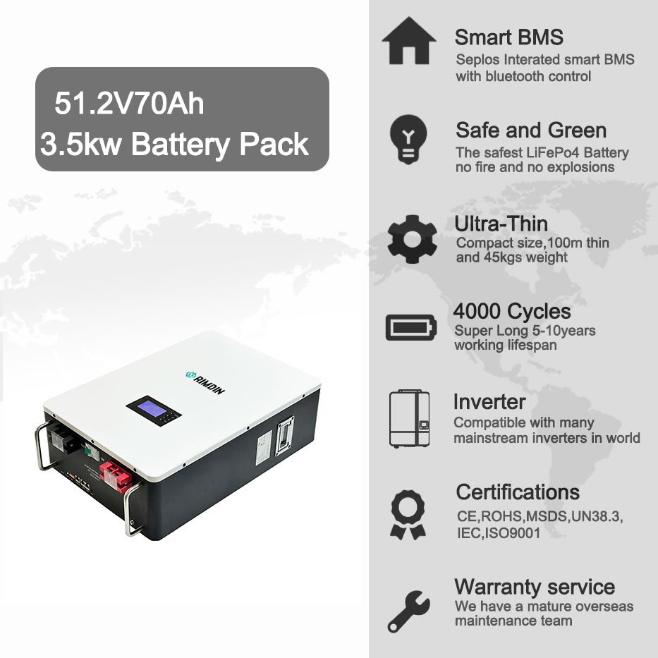 3.5kwh Wall Mounted Lifepo4 battery Solar Lithium Battery 48V 70ah 3.5KWH 5KWH 10KWH For Home Energy Storage System