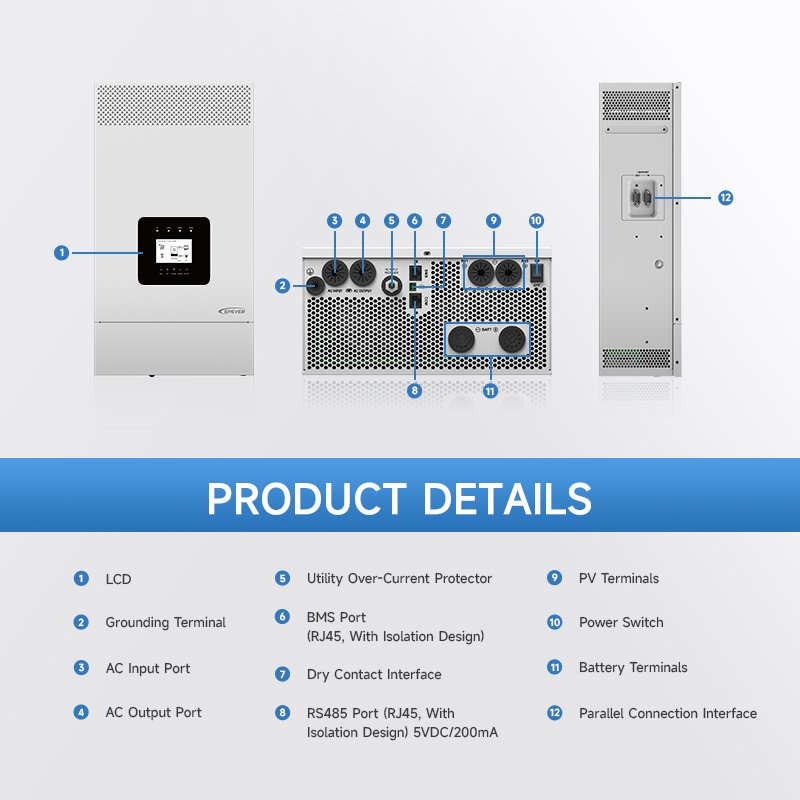 EPever Smart 3KW 3.5KW 48V Build-in 60A MPPT Pure Sine Wave Invert Off Grid all in one Solar Power Hybrid Inverter with WIFI