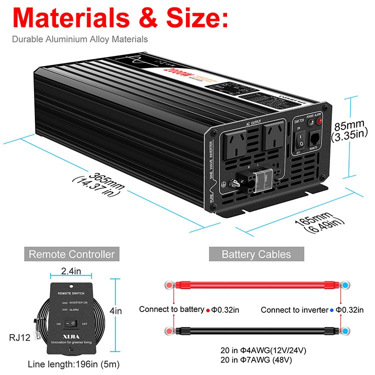 Pure sine wave solar power car inverter 2000W swipower supplier off grid 12V/24V/48V DC to 110V/220V AC for UK socket