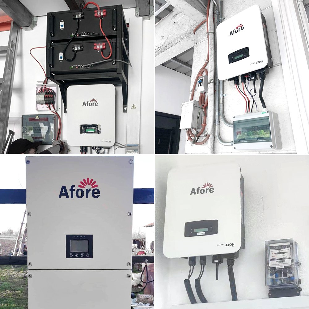Afore 9Kw 10Kw 11Kw On Grid Full Hybrid Solar Inverter With Mppt Pure Sine Wave