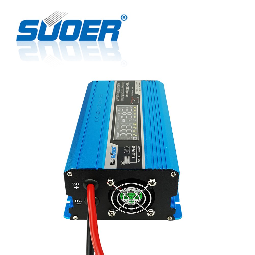 Suoer 1500VA DC 12V to AC 220V inverter 1500VA off grid modified sine wave power inverter with MPPT controller
