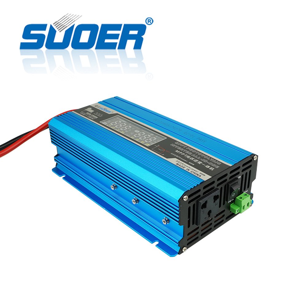 Suoer 1500VA DC 12V to AC 220V inverter 1500VA off grid modified sine wave power inverter with MPPT controller