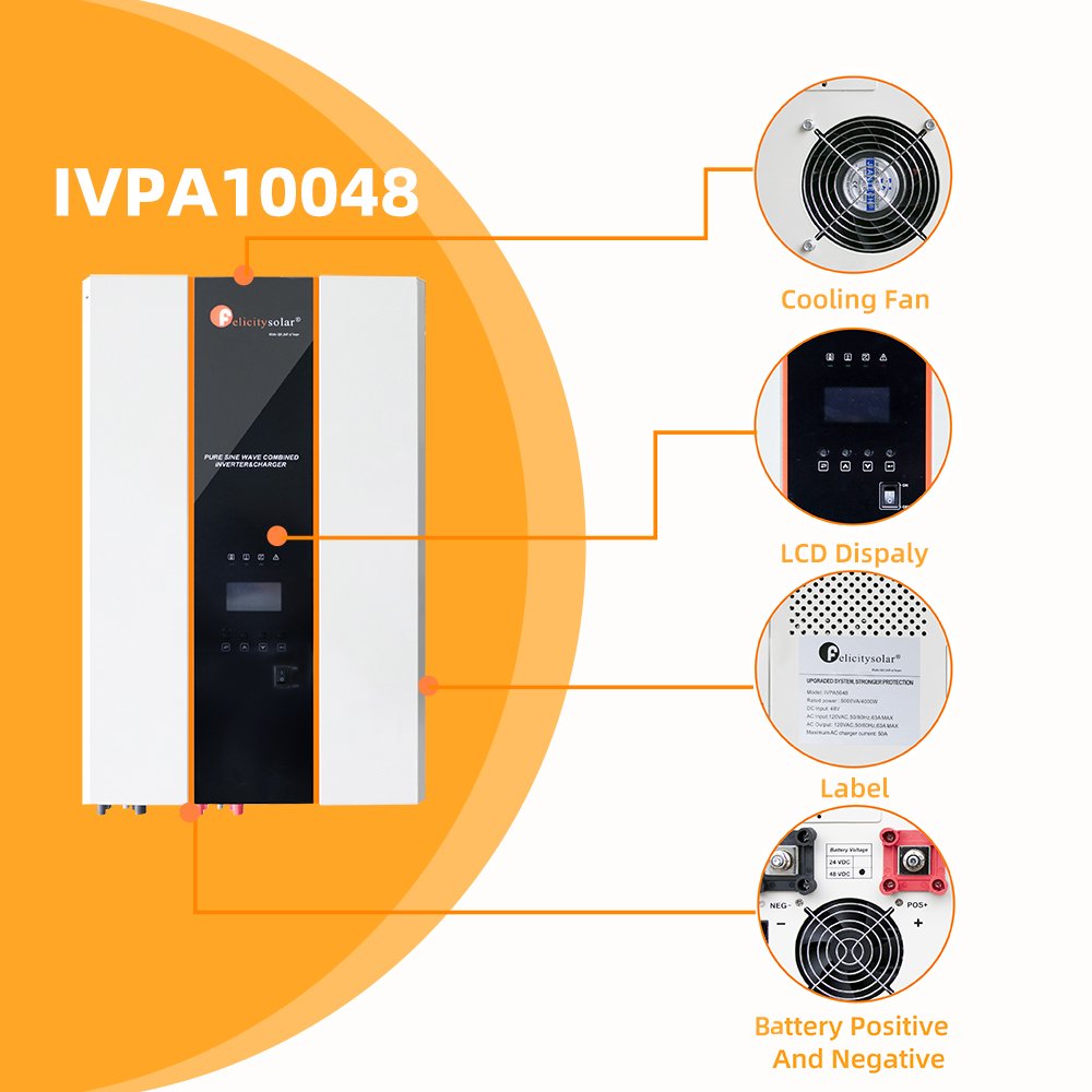 Felicity Solar 110V /220V 8KW 10KVA off grid split phase solar inverter with 120A MPPT for solar power home system