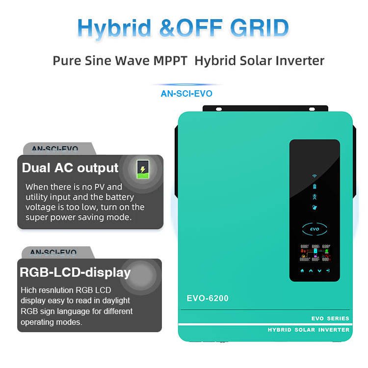 4200w 24v hybrid solar inverter 6kw with MPPT for solar power system for home and government