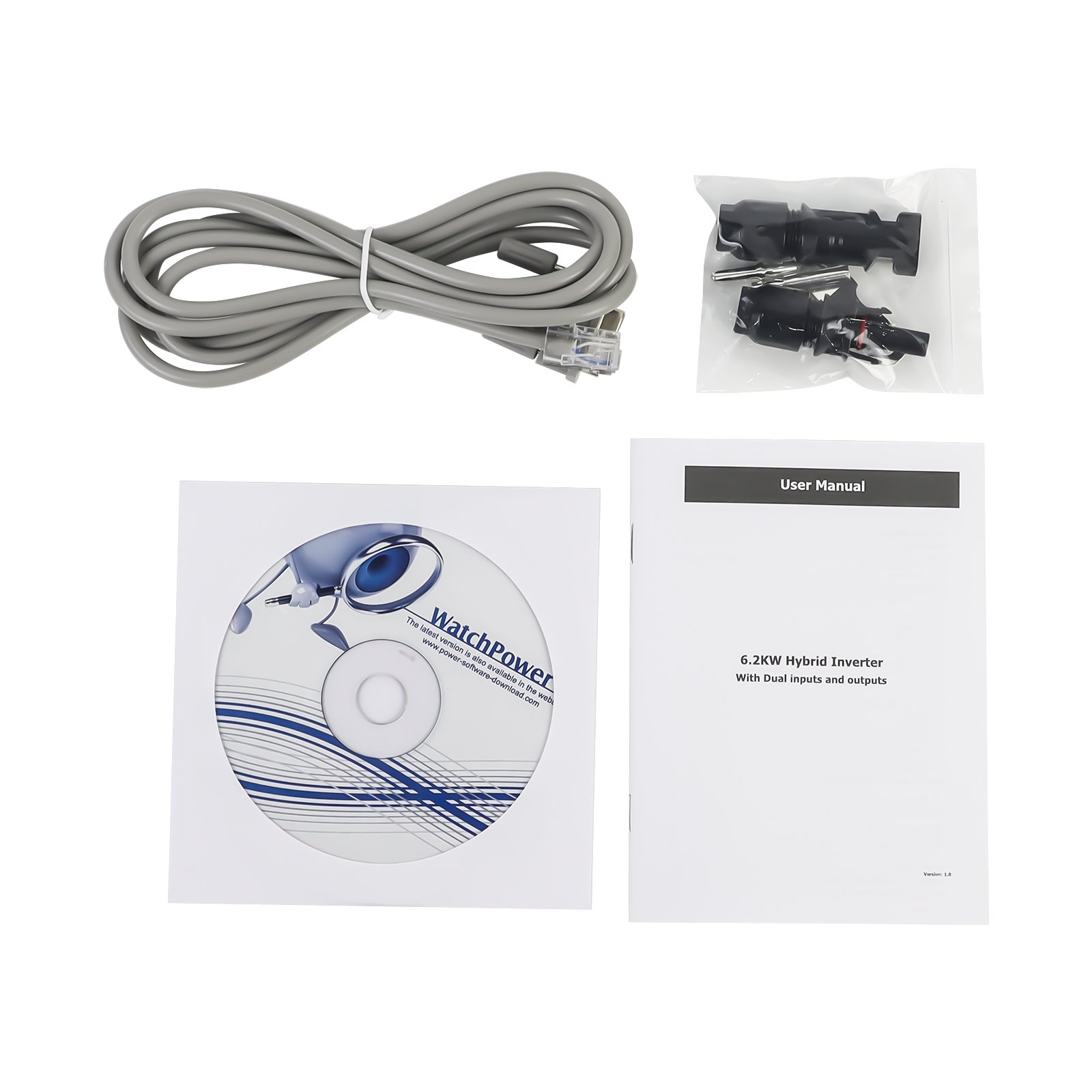 PowMr 6.2KW 48V Pure Sine Wave Inverter 60-450V 27A MPPT Dual inputs and dual outputs Hybrid Solar Inverter