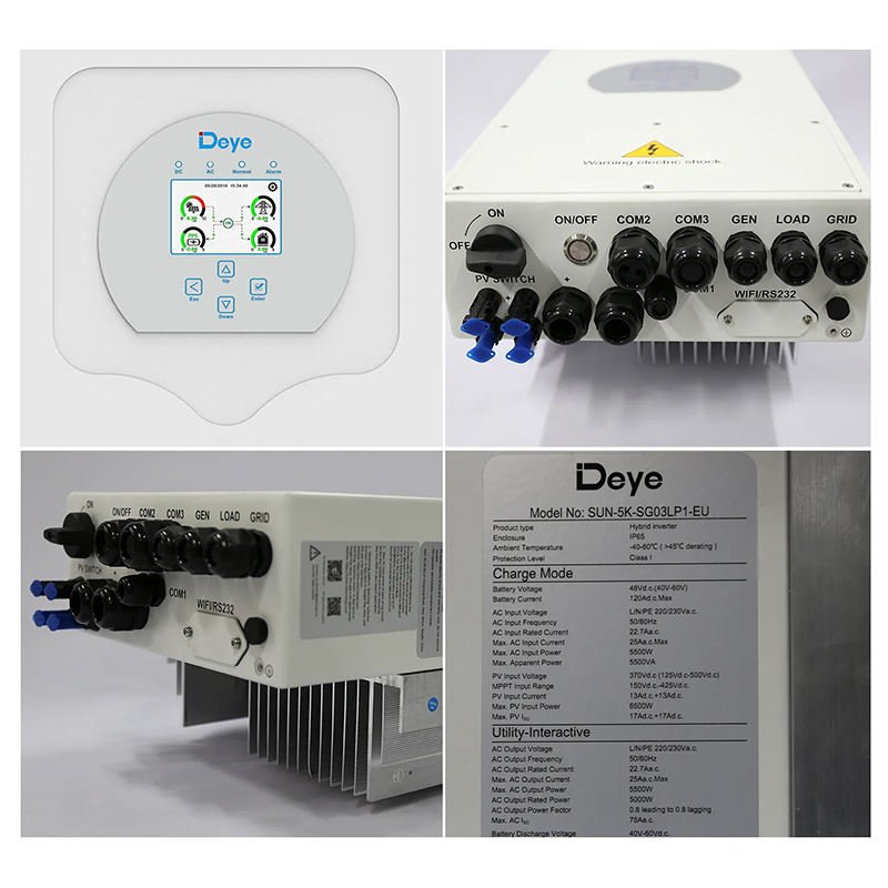 48v deye 6kw 10kw low on-grid and off-grid high frequency 11kw hybrid solar inverter 50kw pcba 5kw 24v and battery 10kw 1 phase