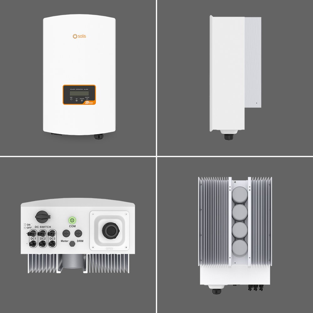 Solis Solar Inverter 5.5Kw 6Kw 10Kw On Off Hybrid 3 Phase Inverter With 2 Mppt Trackers
