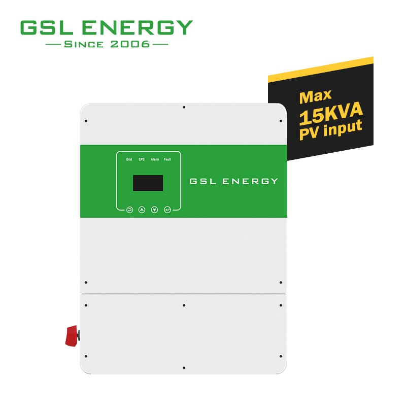 GSL ENERGY High Frequency Split Phase 3 Phase 12Kw Pure Sine Wave Hybrid DC AC Solar Inverter For Home Solar Energy System