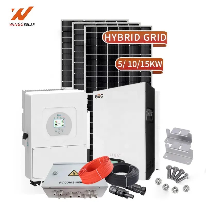 10-30kw Panels with Hybrid inverter 5 10 15kwh Battery Solar Power System 10-30kw Hybrid Energy Storage solar system
