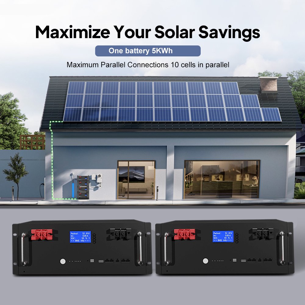6000 Cycle Lifepo4 Storage Battery 5kwh 10kwh Solar System Rack-Mounted Lithium Ion Battery 51.2v 100ah 200ah CAN Communication
