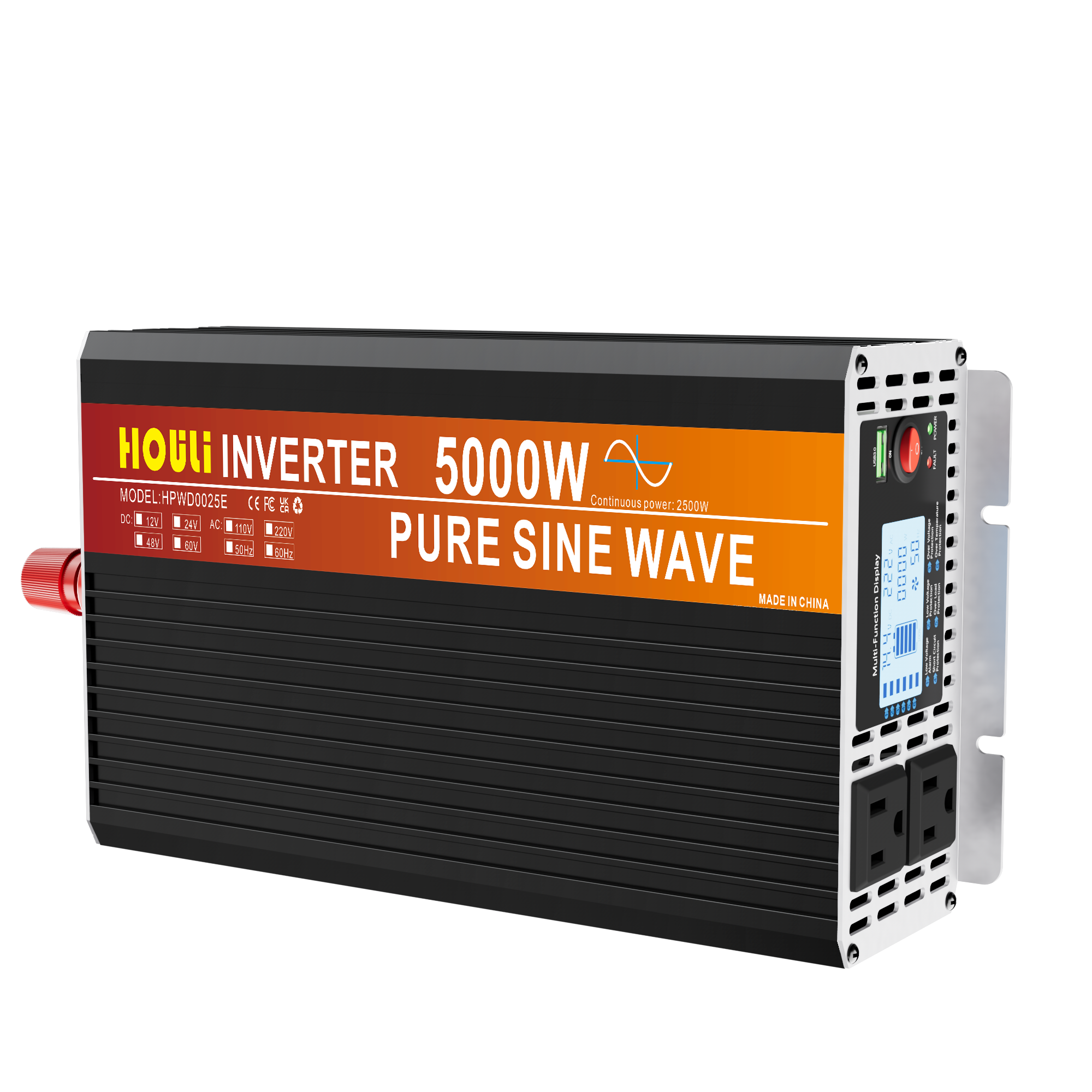 HOULI 3000w 5000w power solar inverter dc to ac 12v 110v inverter pure sine wave 4000w on grid ups inverters for home