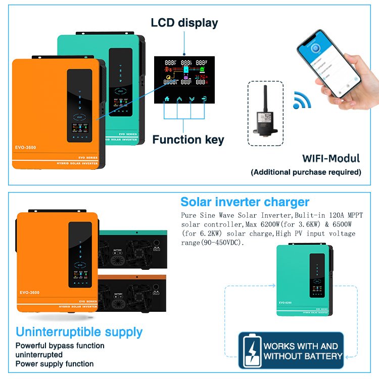 Anern warehouse price 5kw 6kw hybrid solar inverter for sale