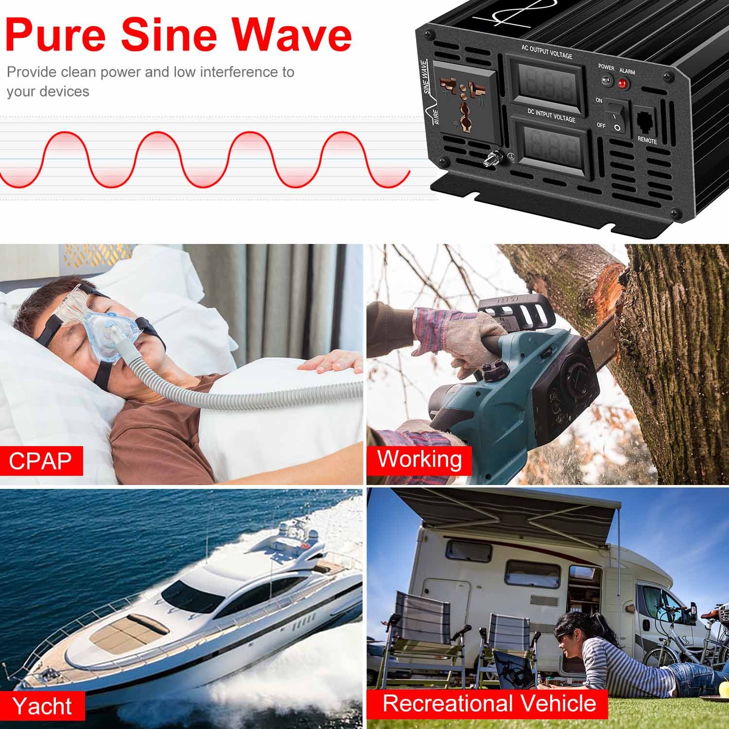 pure sine wave 2000W 12v/ 24V DC 120V/220V/ 230V AC inverter, solar inverter