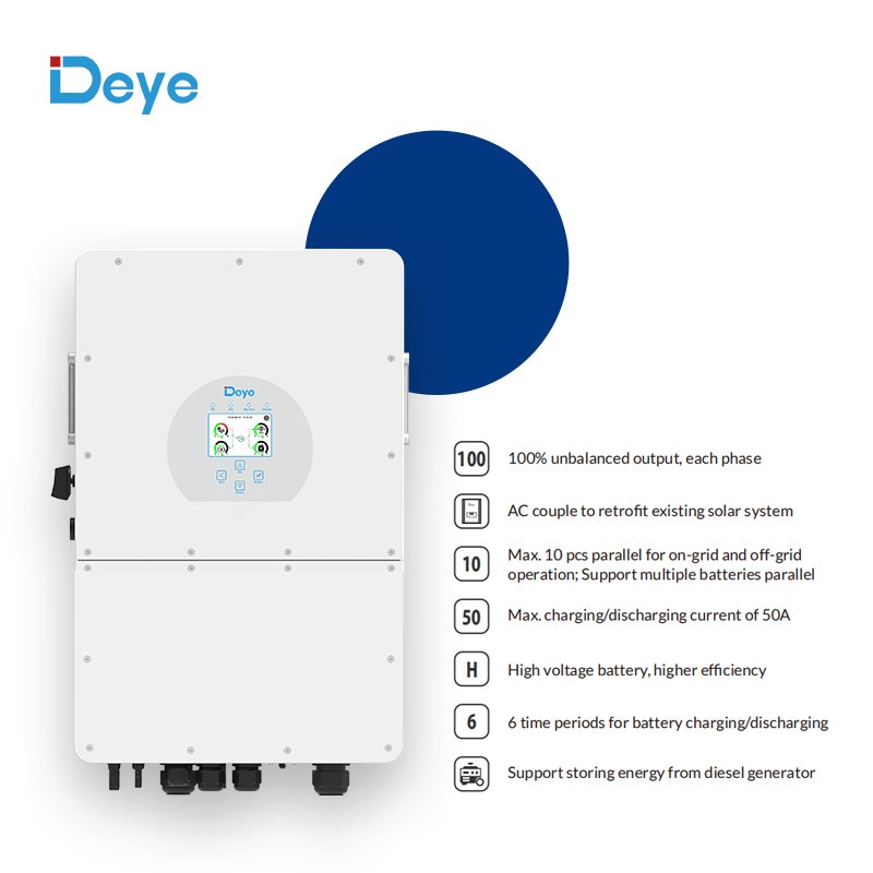 25kw 20kw 15kw 12kw 10kw Single Phase Deye Solar Inverter Hybrid for Solar Energy System