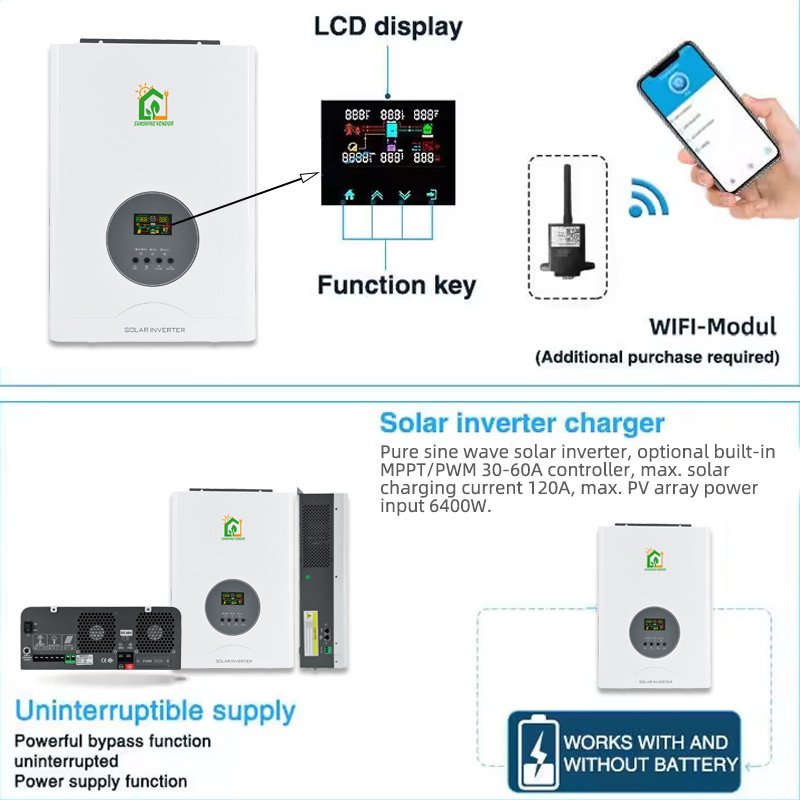 2400W 24V Off-Grid hybrid Solar Inverter MPPT 220V Pure Sine Wave Solar Inverter 10000W 48V Hybrid Inverter solar