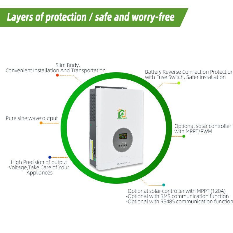 2400W 24V Off-Grid hybrid Solar Inverter MPPT 220V Pure Sine Wave Solar Inverter 10000W 48V Hybrid Inverter solar