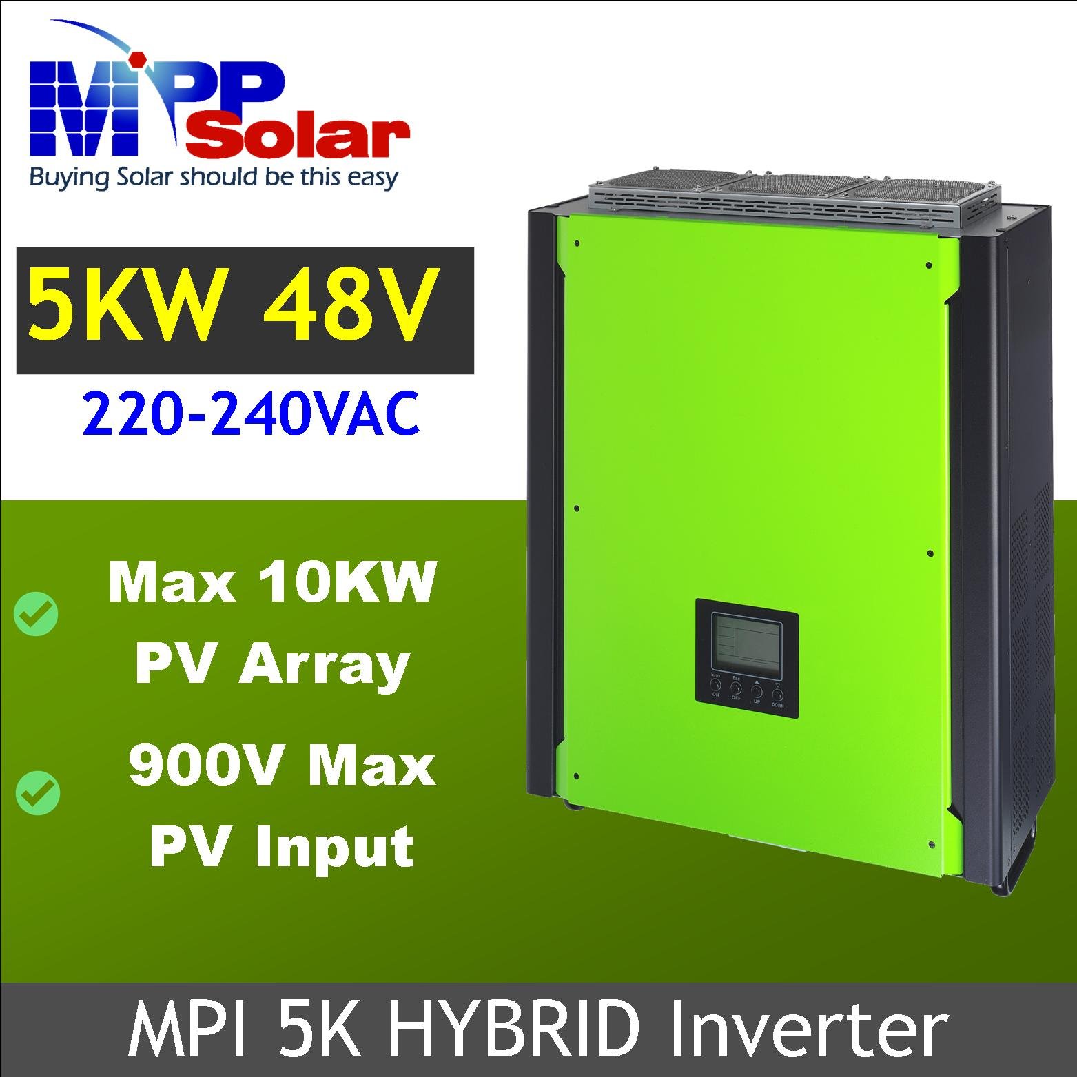 MPI 5K PLUS 5000w 230v 48v Hybrid MPP Solar inverter VDE4105 high PV input 900v mppt solar charger 10kw parallel capable