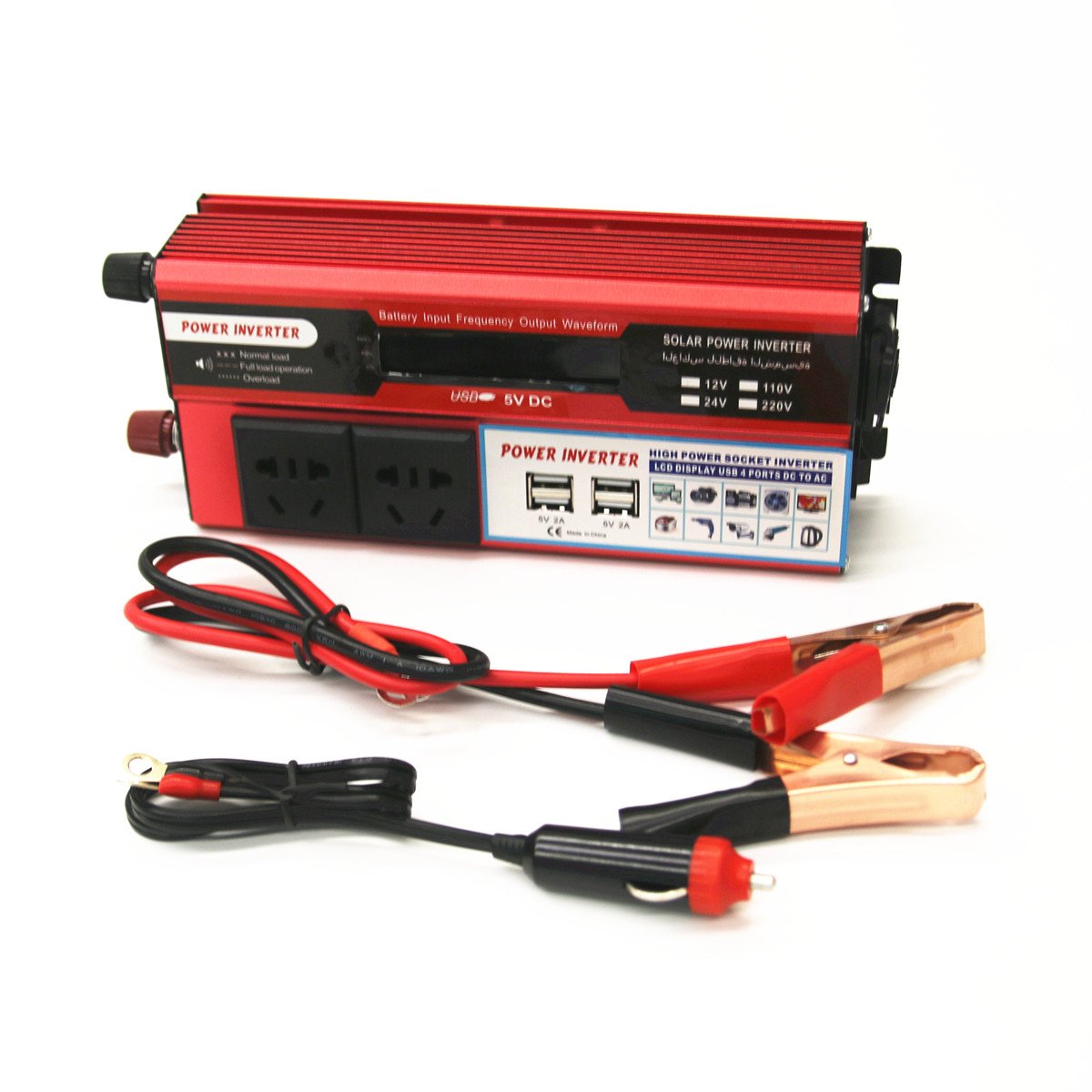 DC to AC Two Universal Sockets 1000Watt Solar Inverte Modified Sine Wave Inverter 12V