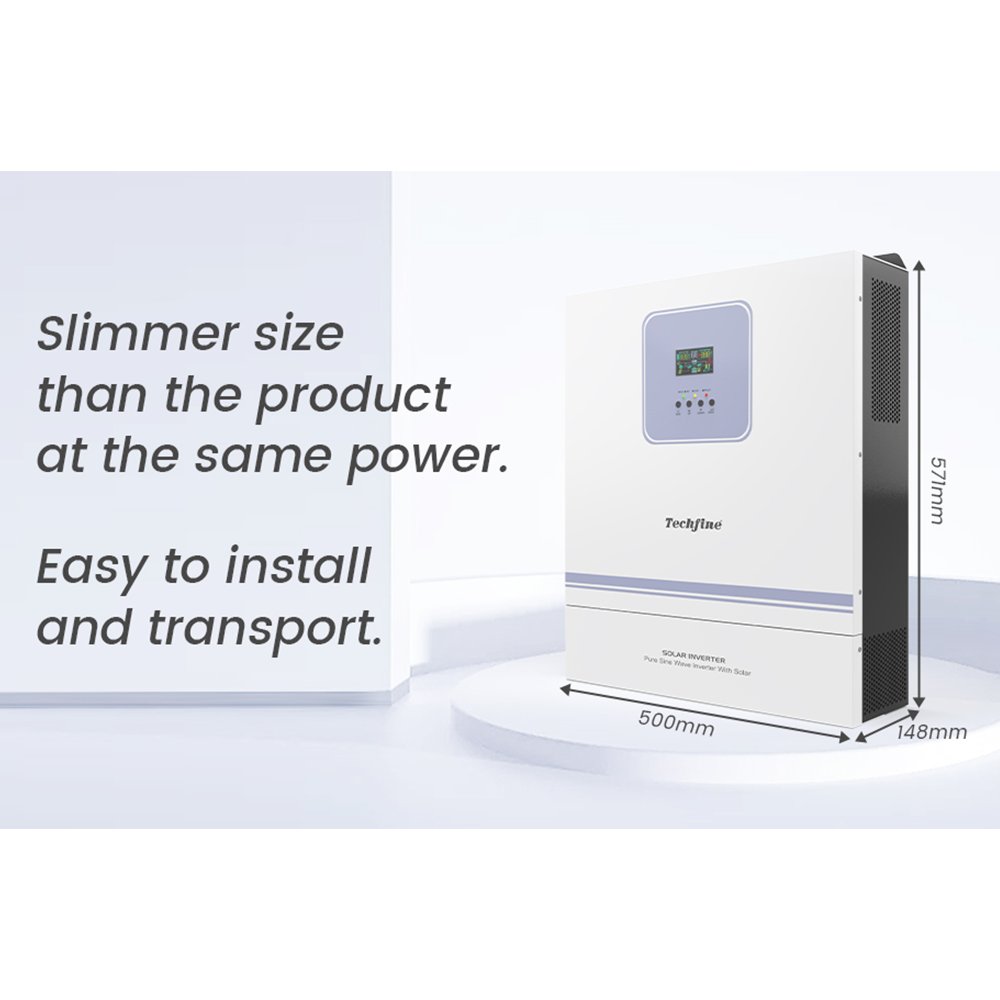 Techfine 11KW 48VDC to 220VAC hybrid Solar Inverter with 11KW Inbuilt MPPT Pure Sine Wave Power Inverter For Home