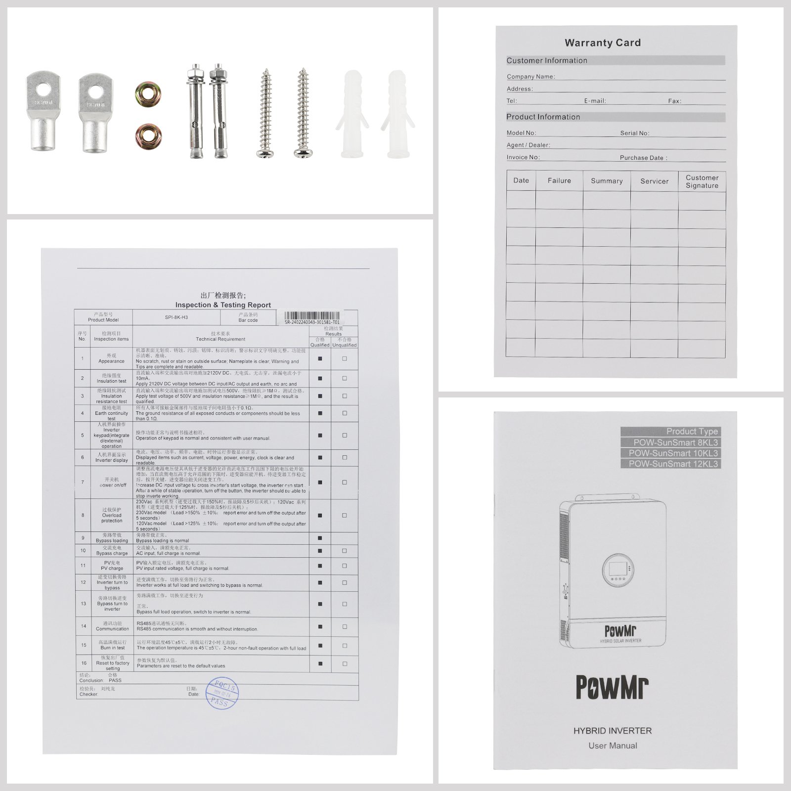 PowMr Off/on grid Inverter 5KW 10KW 8KW 12KW Hybrid Solar Inverter 48Vdc 110Vac 230Vac MPPT Hybrid Solar Inverter