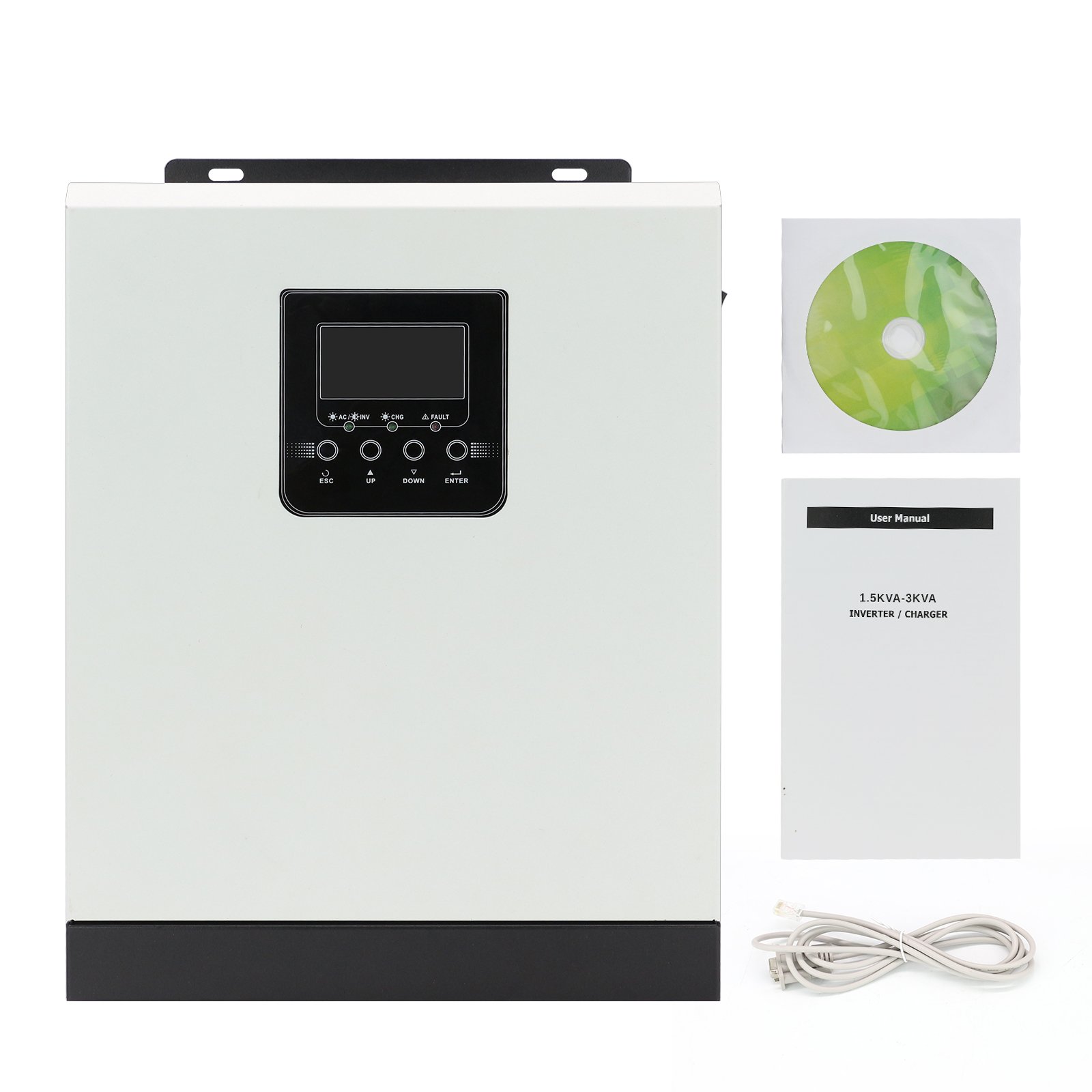 Y&H 2400W Hybrid Solar Inverter 220V 50A PWM 3KVA Pure Sine Wave Inverter 50/60HZ Off Grid 24V Battery Charger Solar Inverter