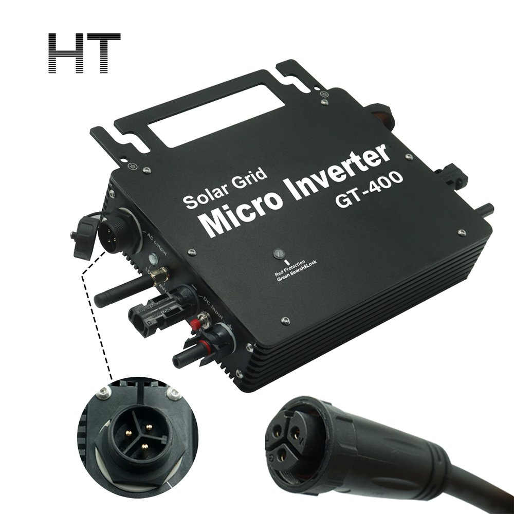 HT 400W Grid Tie Inverter MPPT Solar Inverter with WiFi App Control, Waterproof Automatic Identification Micro Inverter