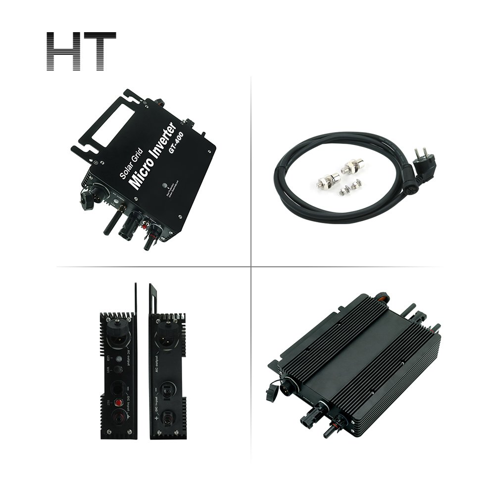 HT 400W Grid Tie Inverter MPPT Solar Inverter with WiFi App Control, Waterproof Automatic Identification Micro Inverter