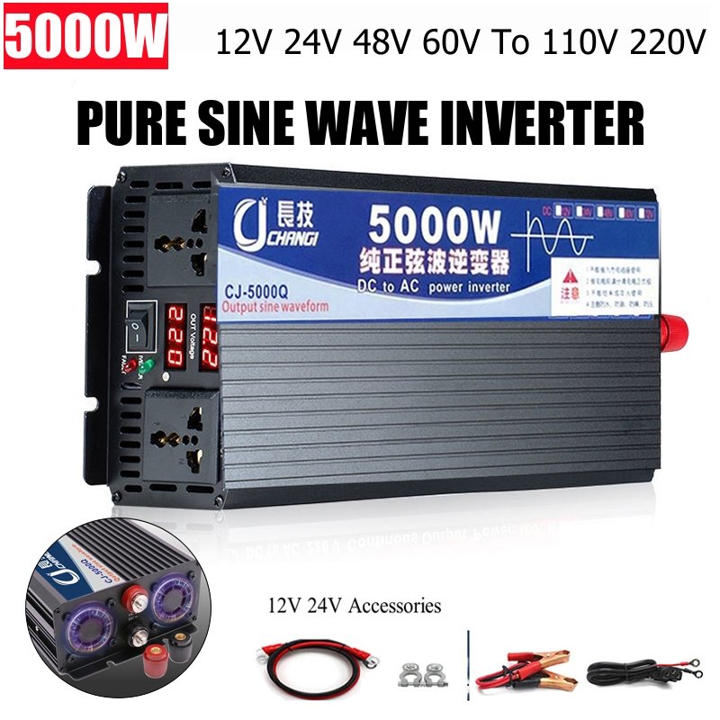 Hybrid Solar Inverters Photovoltaic Pure Sine Wave Inverter to 220V110V Solar Vehicle Household Off-grid 1-5kw 12v-96v Multiple