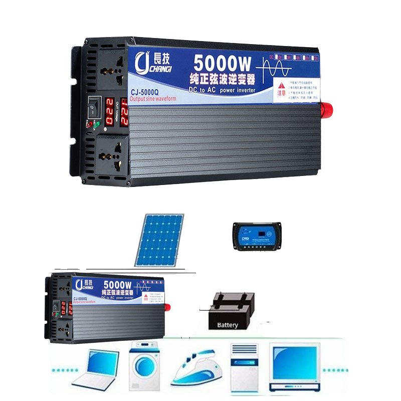 Hybrid Solar Inverters Photovoltaic Pure Sine Wave Inverter to 220V110V Solar Vehicle Household Off-grid 1-5kw 12v-96v Multiple