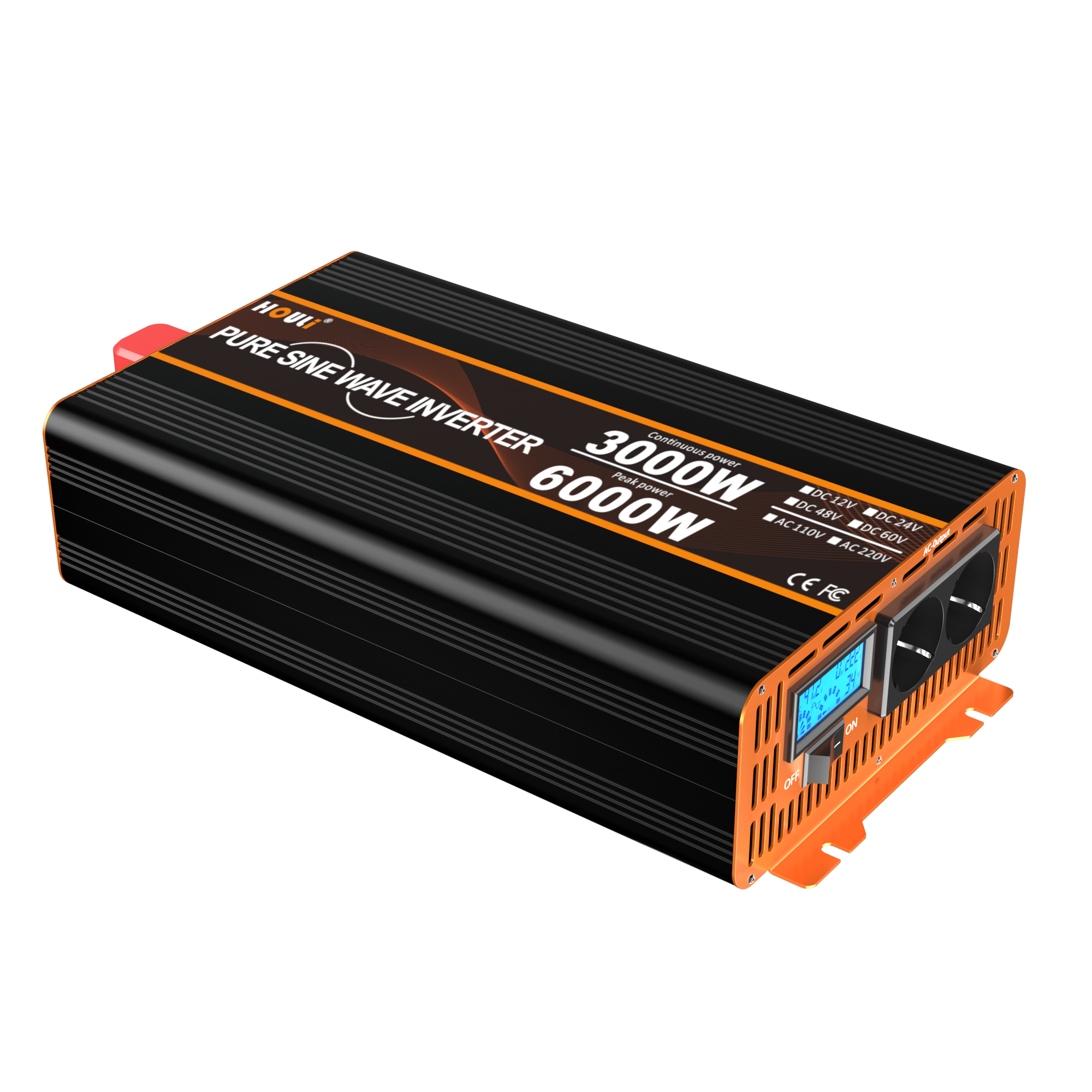 HOULI 12v 4000w 5000w 6000w 10000w solar car power 3kw off grid inverter 12v 24v 48v 220v 120v pure sine wave 4000watt 3000 watt