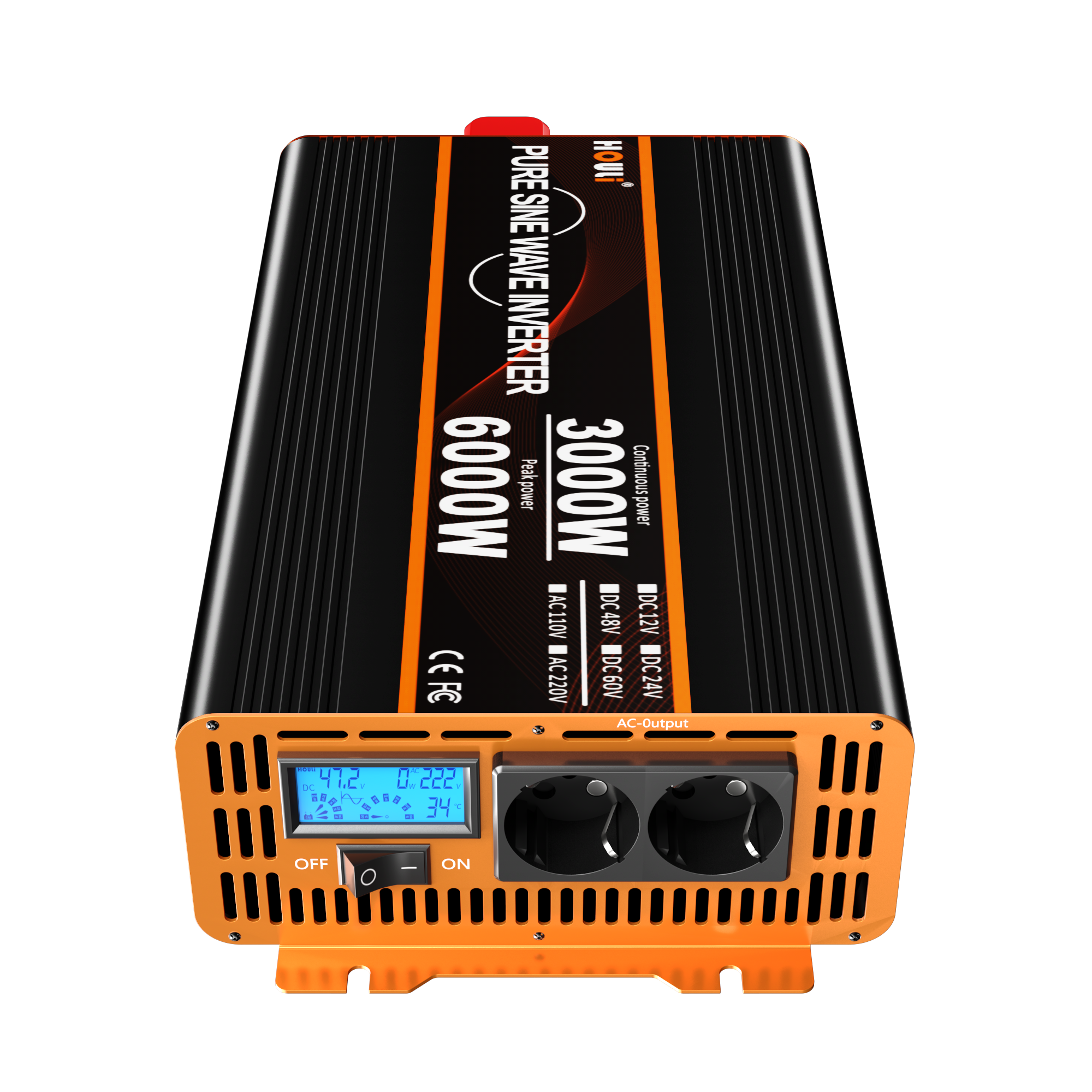 HOULI 12v 4000w 5000w 6000w 10000w solar car power 3kw off grid inverter 12v 24v 48v 220v 120v pure sine wave 4000watt 3000 watt