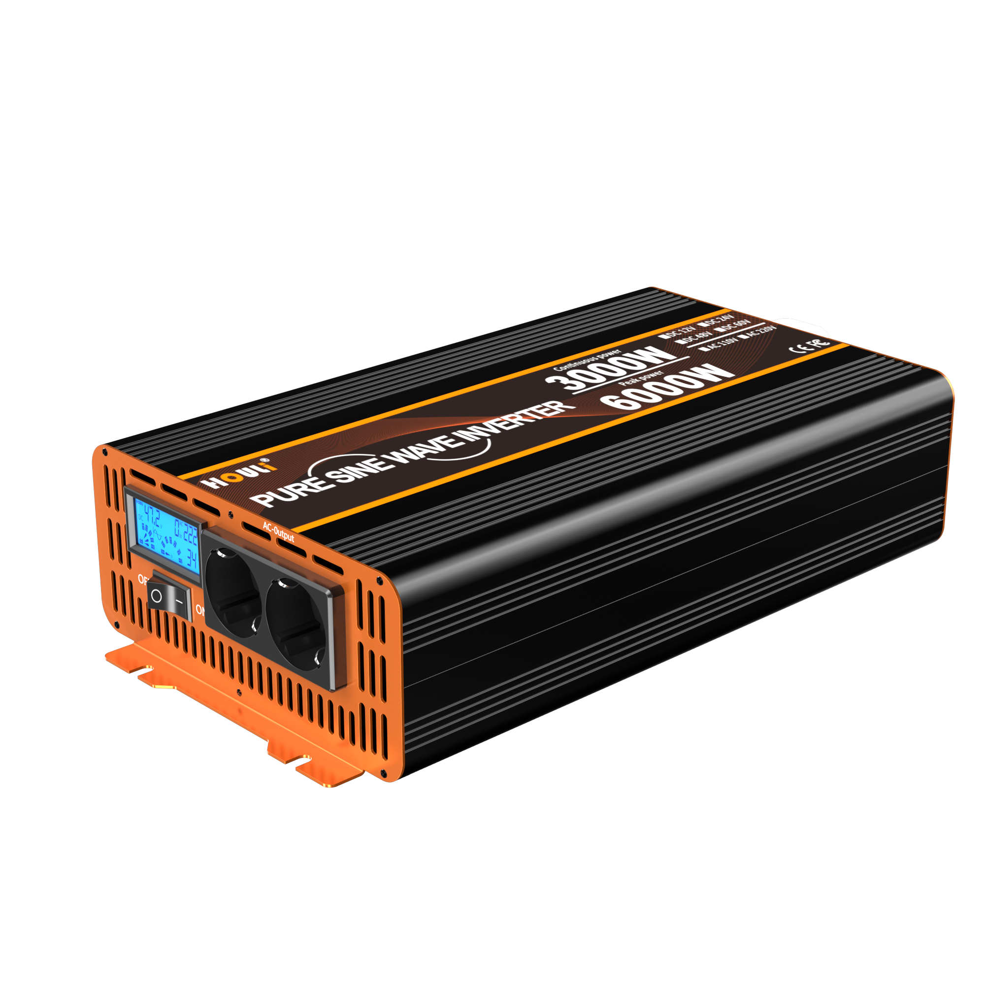 HOULI 12v 4000w 5000w 6000w 10000w solar car power 3kw off grid inverter 12v 24v 48v 220v 120v pure sine wave 4000watt 3000 watt