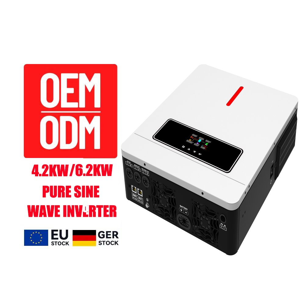Wholesale Price 24V 48VDC 4.2KW 6.2KW Off Grid Hybrid Solar Inverter Pure Sine Wave Inverter built-in 120A MPPT Solar Controller