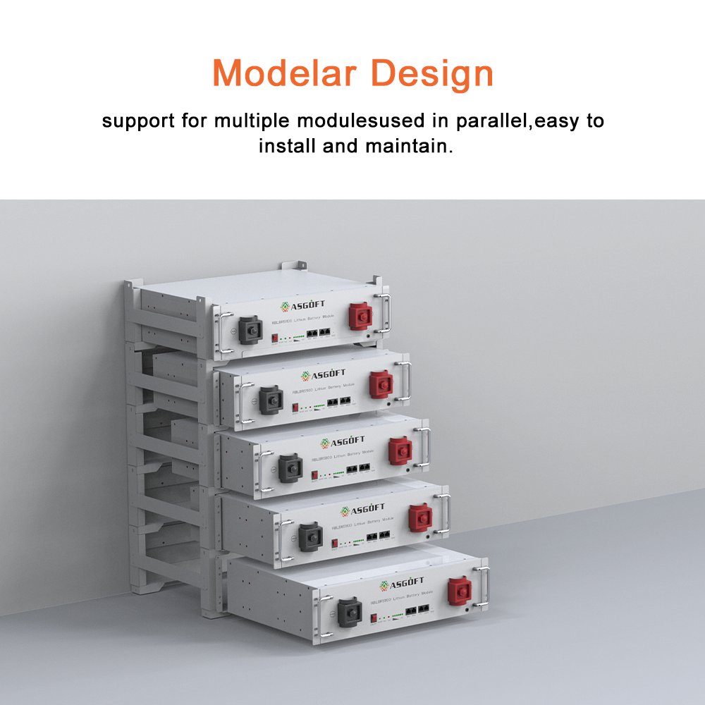 ASGOT All In One Power Rack Mounted Stackable Off Grid solar System 100ah 300ah 400ah 10kw 48v Lifepo4 inverter Lithium Battery