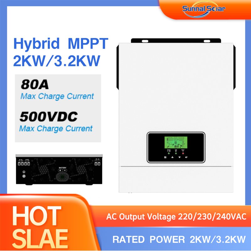 Sunnal 2000W 3200W Single Phase Sun Solar Energy Inverter With Battery 3.2 Kw Hybrid Solar Inverter