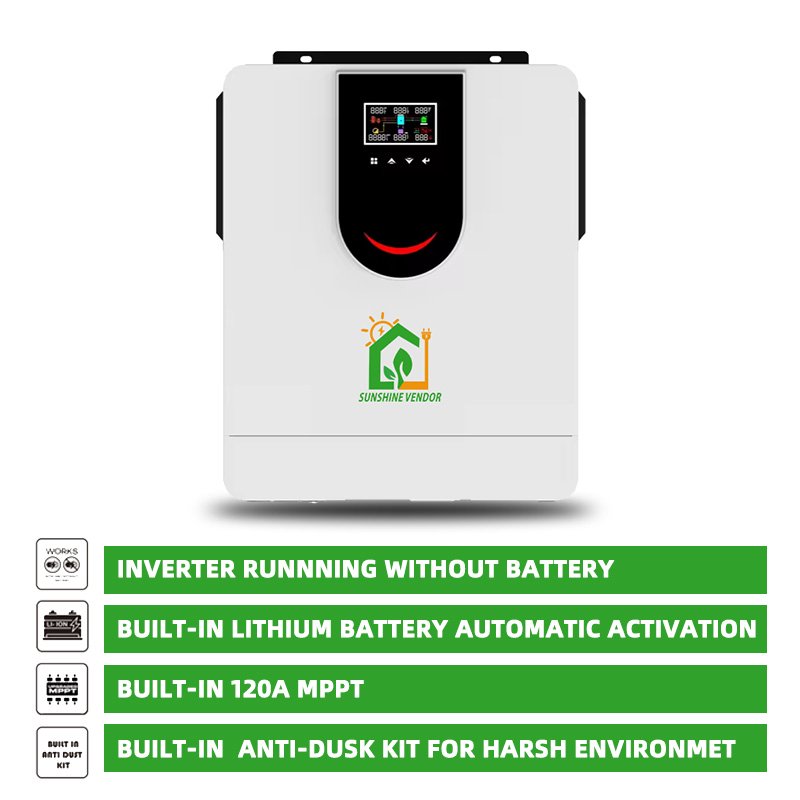 Hybrid Solar Inverter 4.2kw Rated Power Dual Output Single Phase AC inverter 4200w with 120A MPPT RS232