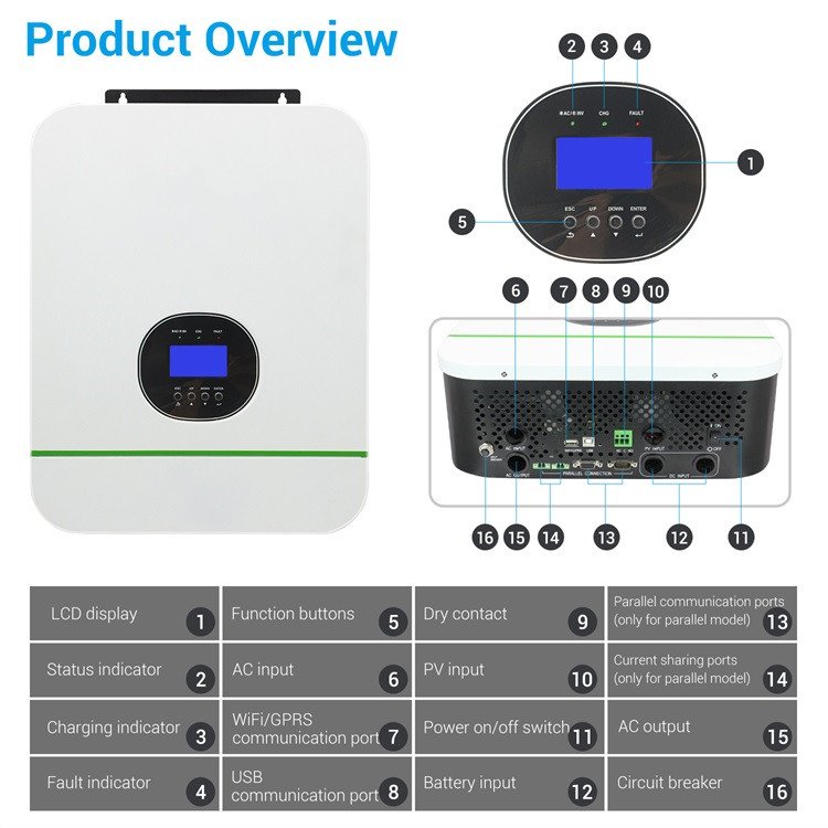 Growatt Onduleur Solaire Hybride 5000W 10Kw Growatt Solar Inverter Price Off Grid 10000 Watt Pure Sine Wave Dc To Ac Inverter