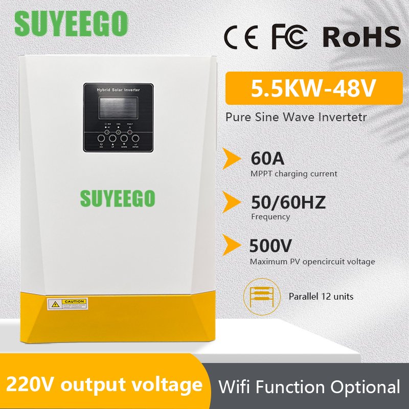 SUYEEGO Parallel Inverter Single Phase single Phase Off Grid Solar System 48V 220V 5000W 5.5KW Hybrid Inverter with 80A MPPT