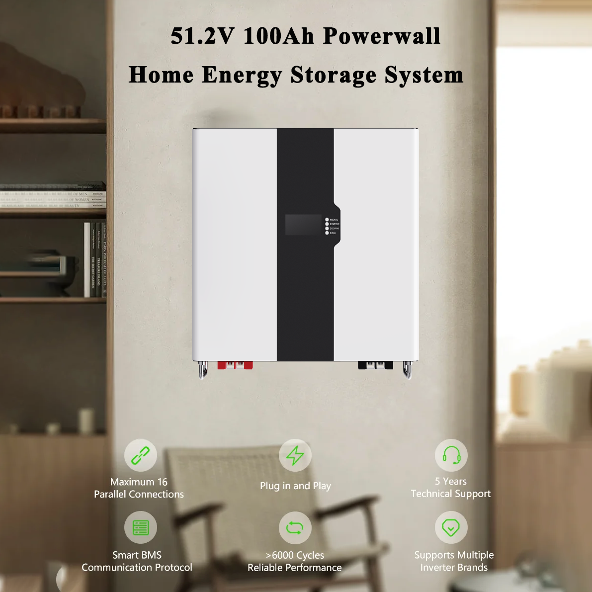 ZTGF 48V 100Ah Solar Energy Storage System 5Kwh Solar Powerwall 48V 100Ah LiFePO4 Solar Lithium Battery