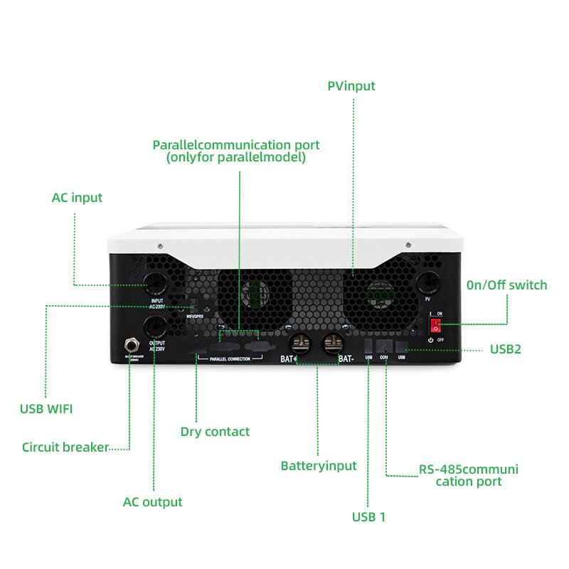 5200w Hybrid Inverter On Grid Inverter Solar Single Phase Hybrid Solar Inverter