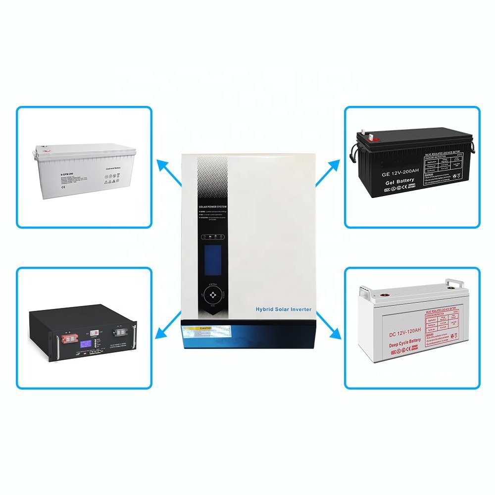 High Efficiency 1KW 2KW 3KW 4KW Pure Sine Wave Hybrid Solar Inverter Built In MPPT PWM Controller