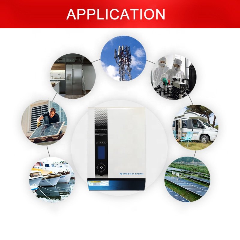 High Efficiency 1KW 2KW 3KW 4KW Pure Sine Wave Hybrid Solar Inverter Built In MPPT PWM Controller