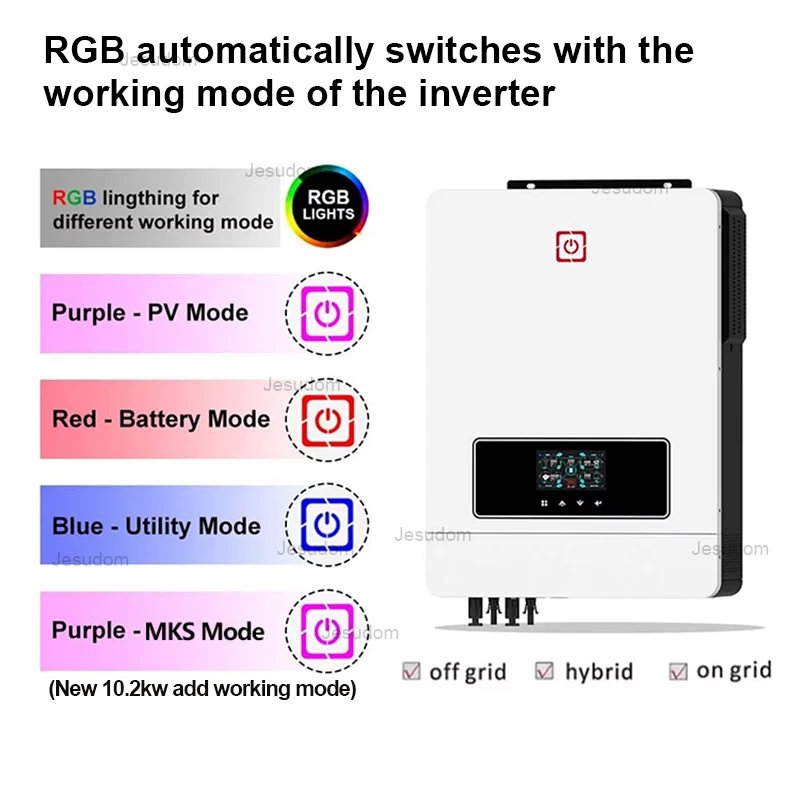 Jesudom 10.2KW Hybrid Solar Inverter 10200VA 48V All In One Dual Solar Inverter With 160A MPPT Solar Charge Controller