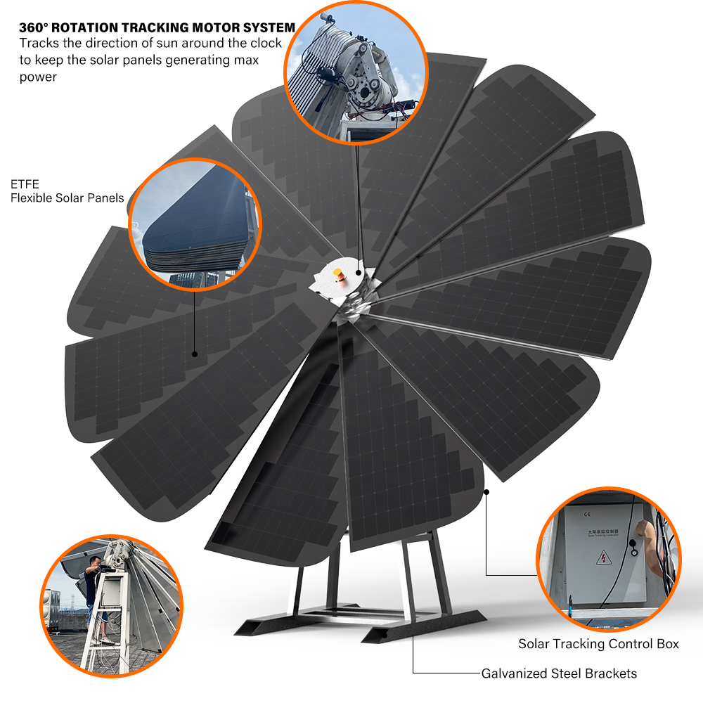 3KW Sunflower solar Panel Generation System Smart Sunflower With Automatic Control System